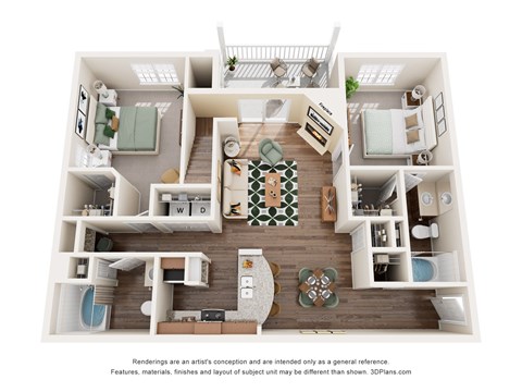 B4 Floor Plan at Rose Heights Apartments, Raleigh, 27613